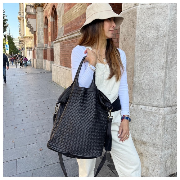 European Soft Braided Leather Most Fabulous Tote Bag Cross Body From Budapest - Picture 2 of 12